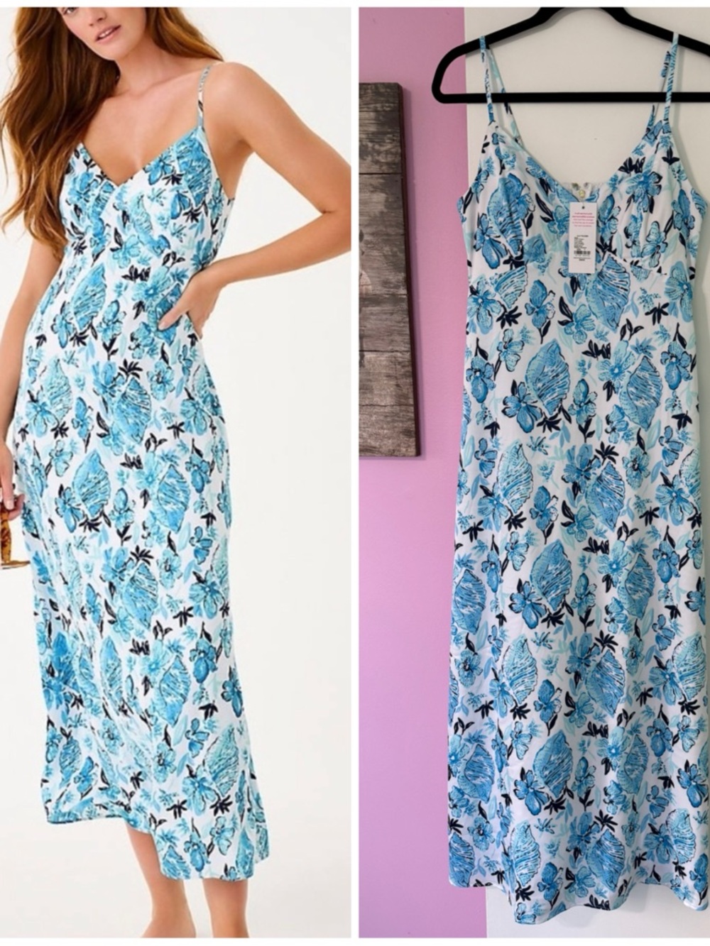 Lilly Pulitzer NWT Ramsey dress size 4 Seashell Splendor blue white maxi